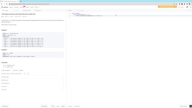 1299. Replace Elements with Greatest Element on Right Side - Python - One Line смотреть онлайн
