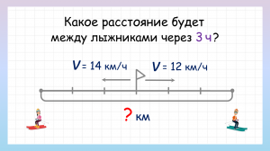 Задача на движение в противоположных направлениях. Как найти расстояние между лыжниками?