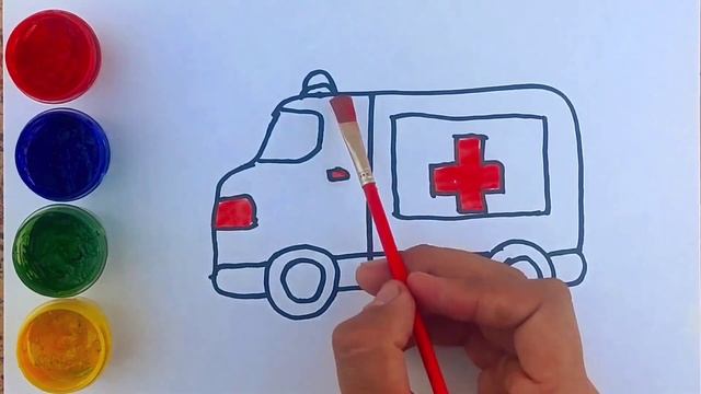 Let's learn to draw Ambulance and coloring for kids|Научимся рисовать скорую помощь для детей смотреть онлайн