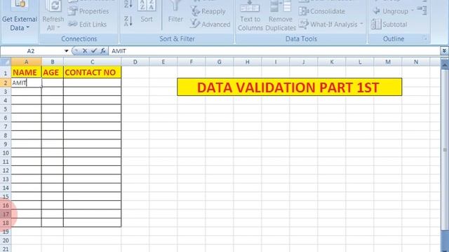 DATA VALIDATION IN EXCEL HINDI смотреть онлайн