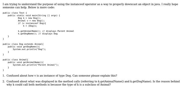 How does the instanceof operator work in the context of downcasting in java? смотреть онлайн