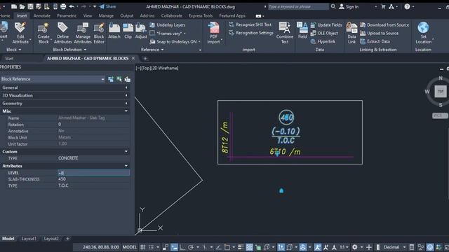 Autocad Dynamic block for Solid slab RFT смотреть онлайн