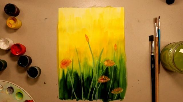 Как нарисовать цветы "ОДУВАНЧИК" ОЧЕНЬ КРАСИВЫЙ РИСУНОК смотреть онлайн