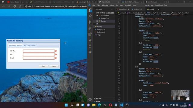 FormValidation Example EXTJS 3.2.1 (basic form not server database) смотреть онлайн