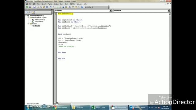 Excel VBA-Part-20 Sending An EMAIL Using Outlook Objects