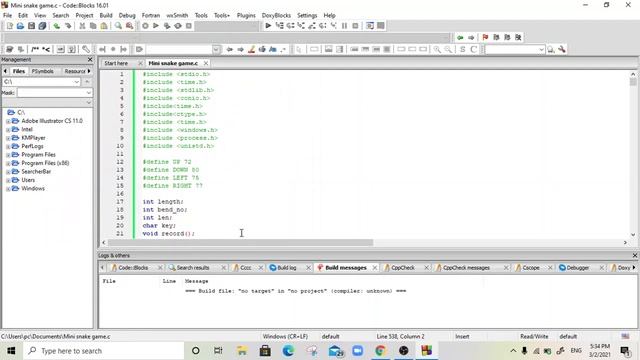 Mini snake game with code blocks..C programing смотреть онлайн