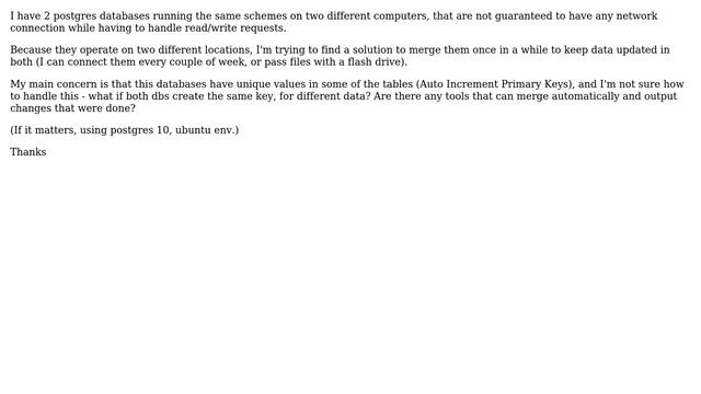 Databases: Sync two postgres databases from two sperate locations with no network (2 Solutions!!) смотреть онлайн