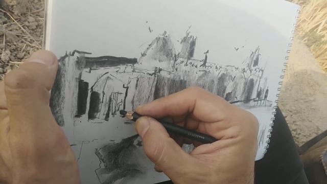 How to charcoal sketch a building, from 2 different views смотреть онлайн