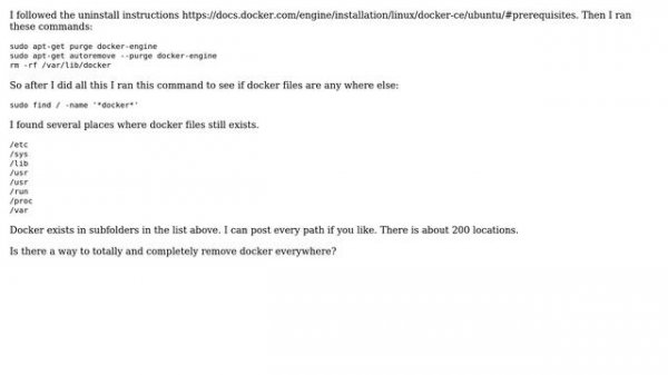 Ubuntu: How to completely uninstall docker?