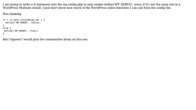 Wordpress: Pick your brain on wp-config.php if statement for multisite смотреть онлайн