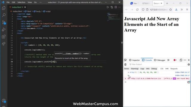 JavaScript Add New Array Elements Start of an Array смотреть онлайн