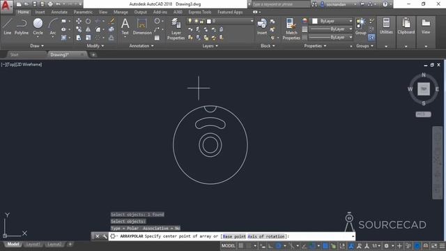 Making a 2D Practice drawing in AutoCAD with Polar array tool смотреть онлайн