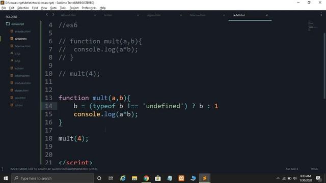 ES6 #9: ES6 Default Parameters in JavaScript in Hindi 2020 смотреть онлайн