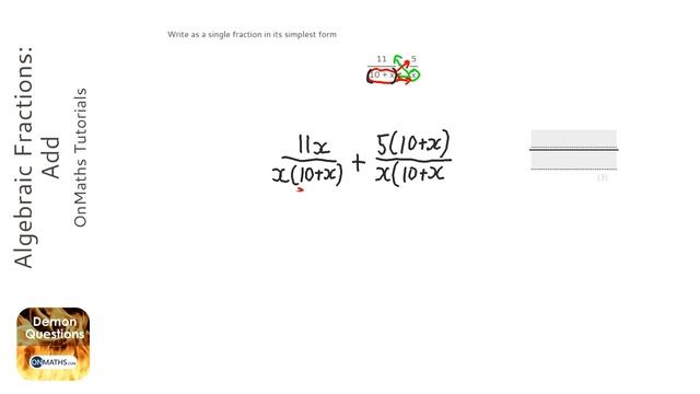Algebraic Fractions: Add (Grade 8) - OnMaths GCSE Maths Revision смотреть онлайн