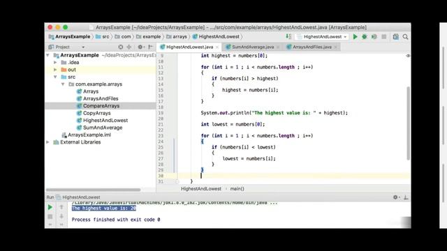 Highest and Lowest value in Java Array calculation смотреть онлайн