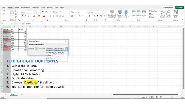 How to Highlight Duplicate OR Unique Values in Excel смотреть онлайн