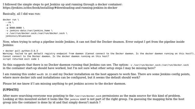 How to setup Jenkins under macOS with Docker daemon access? смотреть онлайн