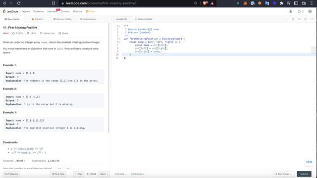 Visualize Leetcode 41: First Missing Positive смотреть онлайн