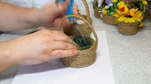 Мастер-Класс. Корзинки из шпагата / джута. 10 идей оформления. Подарок на 8 марта и Пасху.