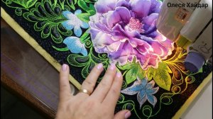 Художественная свободно-ходовая стёжка с аппликацией и дорисовкой на сх машинки...