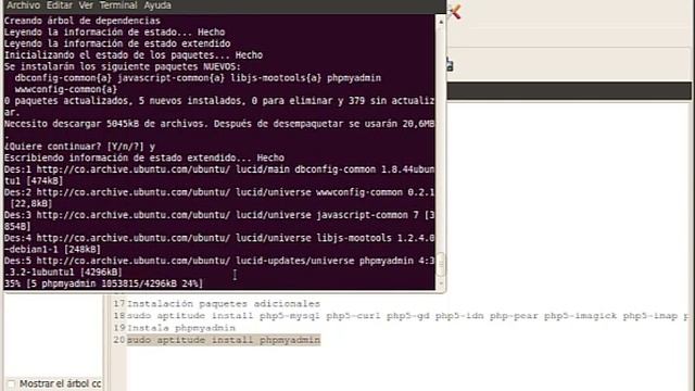 Instalación MySQL, Apache, PHP y phpmyadmin en ubuntu 10.4 смотреть онлайн