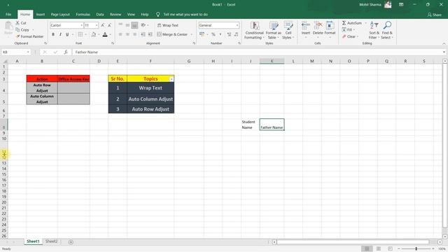 Auto Column and Row Adjust, Wrap Text | MS EXCEL IN HINDI смотреть онлайн