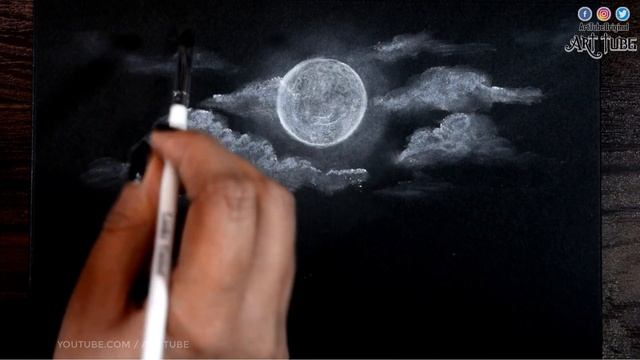 Drawing on BLACK PAPER, Draw Moonlight Scenery, BLACK PAPER Drawing Challenge Episode 4 - ART Tube смотреть онлайн