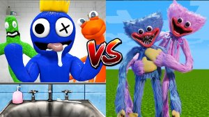 РАДУЖНЫЕ ДРУЗЬЯ против ХАГГИ ВАГГИ в майнкрафт! ROBLOX RAINBOW FRIENDS VS HUGGY WUGGY MINECRAFT
