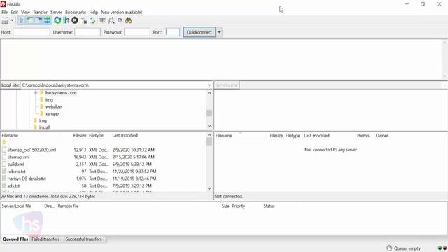 FTP solution Filezilla setting to connect web server | Web development | Sekharmetla | Harisystems смотреть онлайн