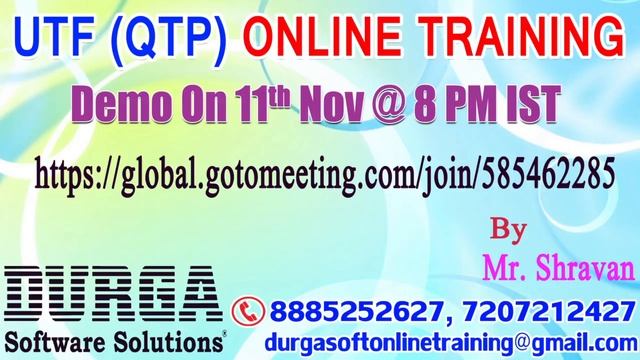 UTF (QTP) Online Training by Mr. Shravan Demo on 11th Nov @ 8:00PM IST смотреть онлайн