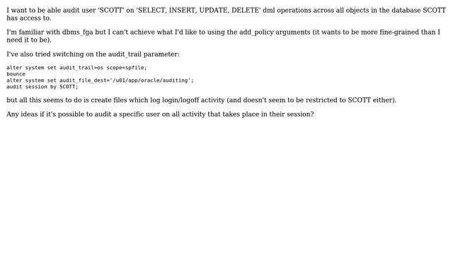 Databases: Oracle auditing on specific user activity смотреть онлайн