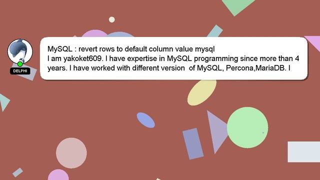 MySQL : revert rows to default column value mysql смотреть онлайн