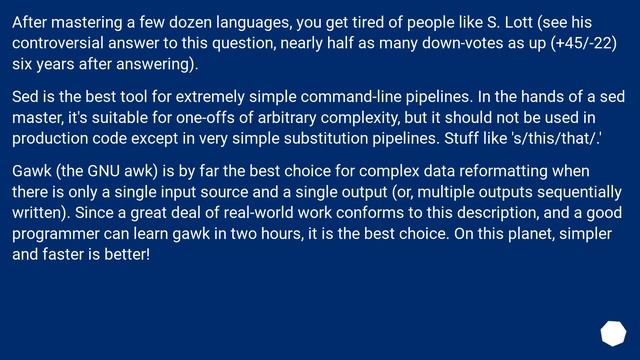 What are the differences between Perl, Python, AWK and sed? смотреть онлайн