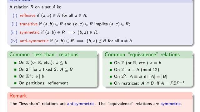 Discrete Mathematical Structures, Lecture 4.1: Binary relations on a set смотреть онлайн