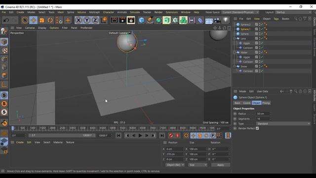 Взаимодействие объектов со снегом, водой и лавой в Cinema 4D смотреть онлайн