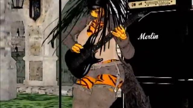 Extraterrestrial Goth chick shredding on an electric guitar смотреть онлайн