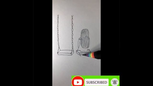 Как нарисовать девочку на качелях . Как научиться рисовать, art, искусство смотреть онлайн