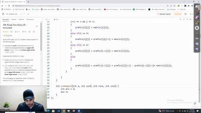 D11 - Range Sum Query 2D | 2D Prefix Sum (Code) | DSA Design Series | By Ashutosh Negi смотреть онлайн