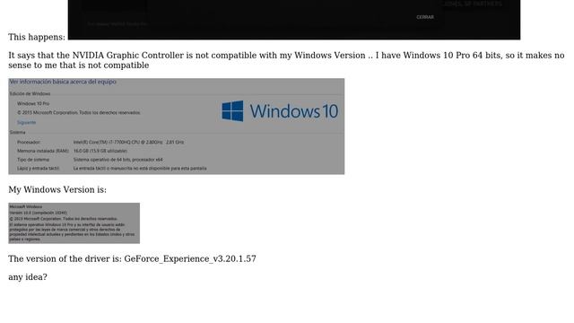 GeForce GTX1050Ti Driver Installation Windows 10