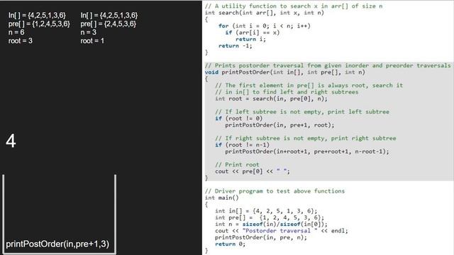 Print Postorder traversal from given Inorder and Preorder traversals | GeeksforGeeks смотреть онлайн