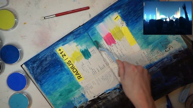 chaotic painting concert in sketchbook with collage & mixed media - live смотреть онлайн