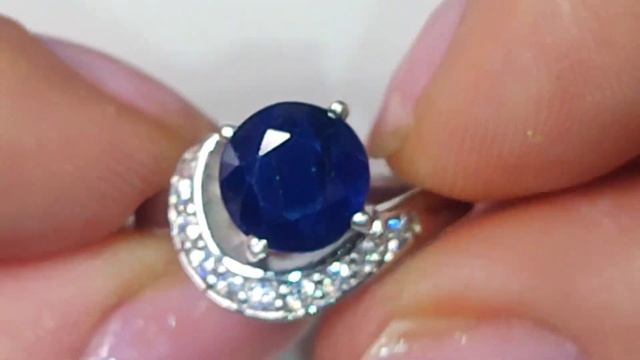 Элегантное кольцо с крупным сапфиром Шри Ланка, 8 мм, 2,3ct., 16,75 р-р, серебро 925 смотреть онлайн