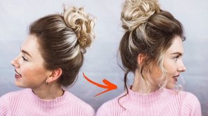 КАК СДЕЛАТЬ КРАСИВЫЙ ВЫСОКИЙ ПУЧОК ЗА 2 МИН НА КУДРЯВЫЕ ВОЛОСЫ \ HIGH MESSY CURLY BUN \ BEAUTYMAKER