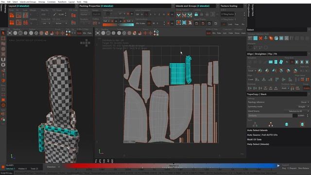 6. Группы в RizomUV — Выравнивание шеллов