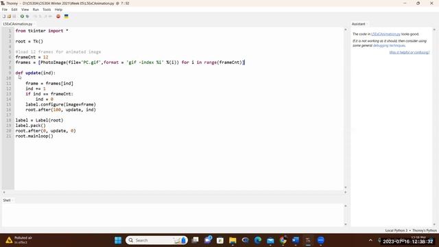 CIS30A Lab 5 Part C: Python Tkinter with Animated GIF image смотреть онлайн