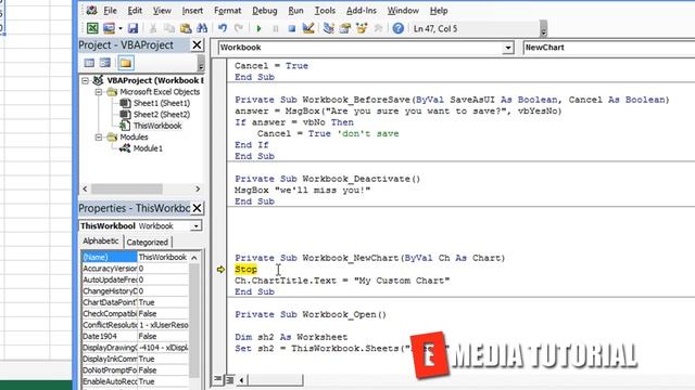 Microsoft Excel Visual Basic for Aplications VBA Tutorial 13 NewChart ✓ E Media TUTORIAL смотреть онлайн