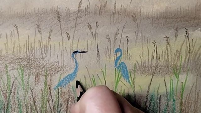 Раннее утро. Рисунок сухой пастелью. смотреть онлайн