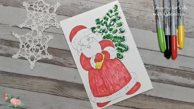 Как нарисовать Деда Мороза. Простые рисунки. Рисование фломастерами. смотреть онлайн