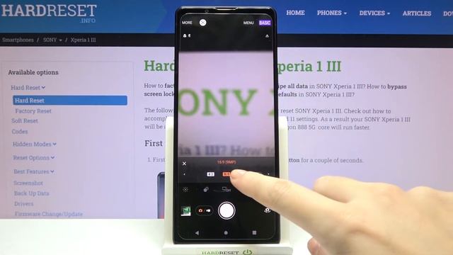Как поменять соотношения сторон в основном режиме камеры SONY Xperia 1 Mark III