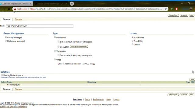 Tutorial Membuat Tablespace dan Datafiles pada Oracle Enterprise Manager смотреть онлайн